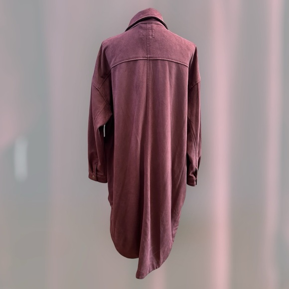 Oversized a Anthropology Pilot sz SM duster in rose faux suede soft cozy snaps - Picture 3 of 7